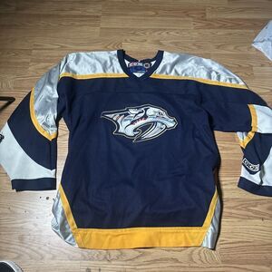 VTG CCM Nashville Predators Home Navy Hockey Jersey Mens Large Made In Canada